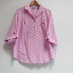 Vintage Pink Button-Up Shirt with Pattern